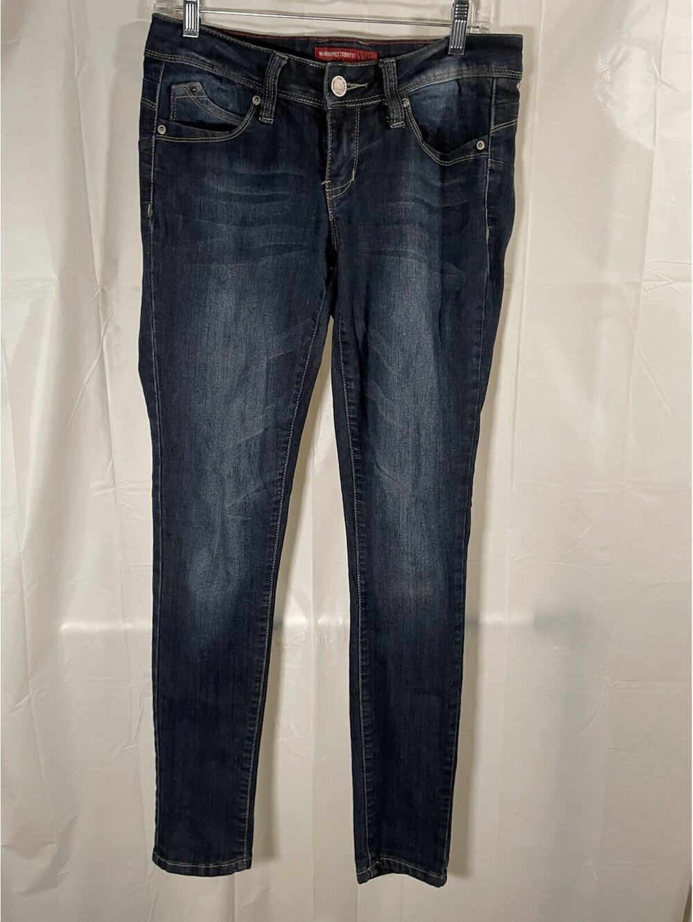 YMI WannaBettaButt Jeans Juniors 7 Blue Distressed Skinny Stretch Denim